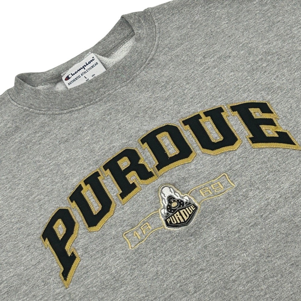 Champion Purdue Boilermakers Sweatshirt Men Large Gray Embroidered Arch Crewneck